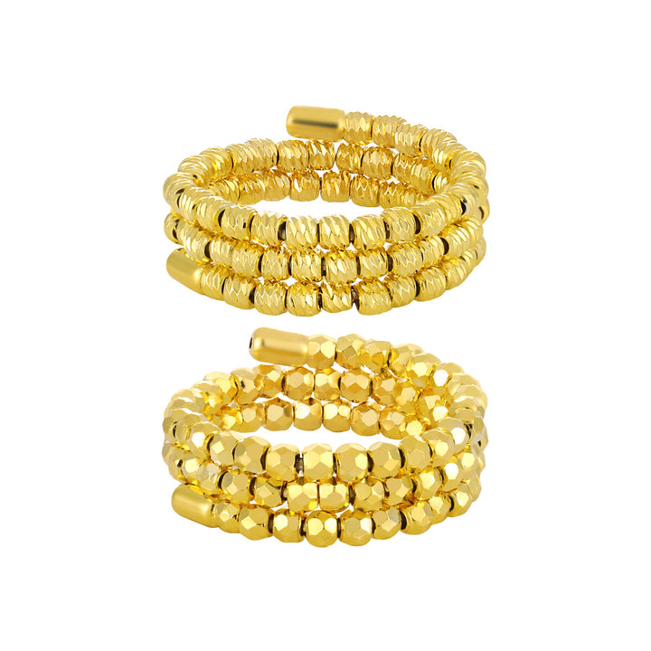 Fashion Irregular Triple Layers Rhombus Beads 925 Sterling Silver Adjustable Ring