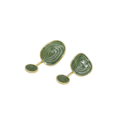 Irregular Green Epoxy Geometry 925 Sterling Gold Dangling Earrings