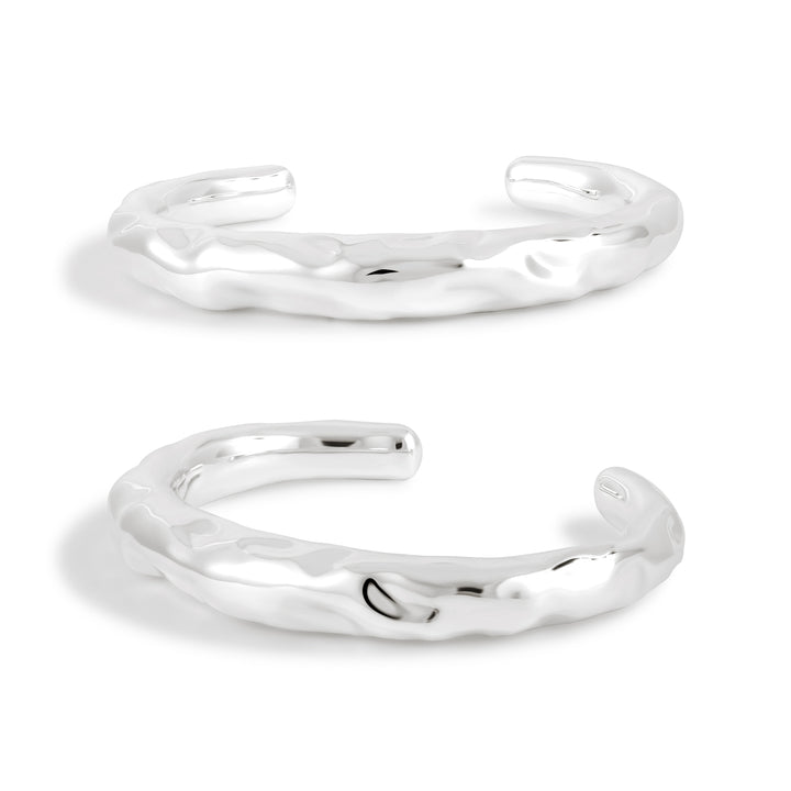 Fashion Irregular Surface 999 Sterling Silver Golden Open Cuff Bracelet