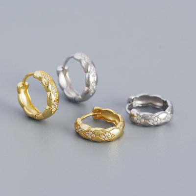 Geometry Rhombus CZ 925 Sterling Silver Huggie Hoop Earrings