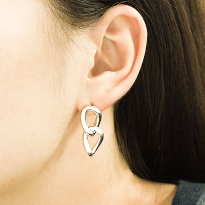 Casual Twist Double Loop 925 Sterling Silver Dangling Earrings