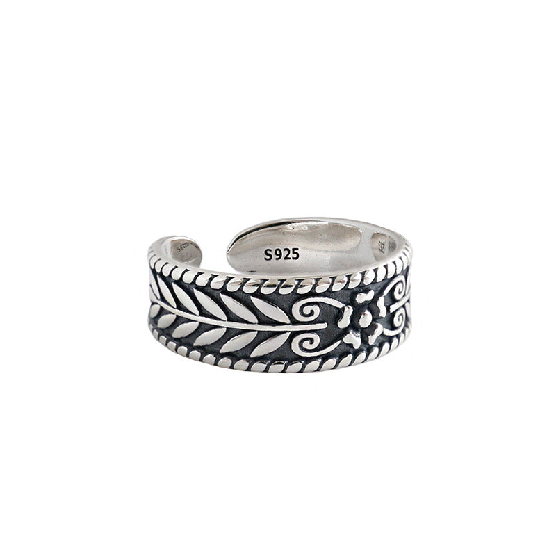 Vintage Olive Leaves New 925 Sterling Silver Adjustable Ring