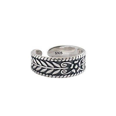 Vintage Olive Leaves New 925 Sterling Silver Adjustable Ring