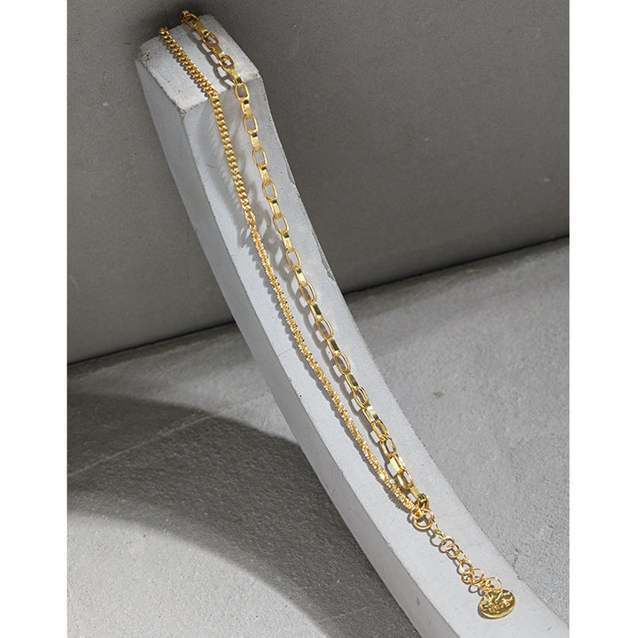 cauliflower chain ins niche design trendy and cool starry sky double layer chain S925 pure silver bracelet for women