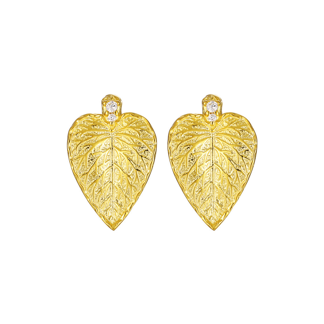 Party Irregular CZ Leaves 925 Sterling Silver Stud Earrings