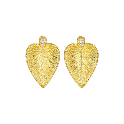 Party Irregular CZ Leaves 925 Sterling Silver Stud Earrings