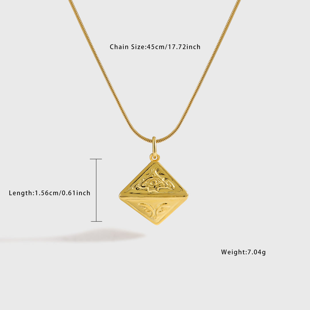 Women Daily Fashion Jewelry Bold 999 Pure Silver Geometry Pattern Triangular Cone Necklace