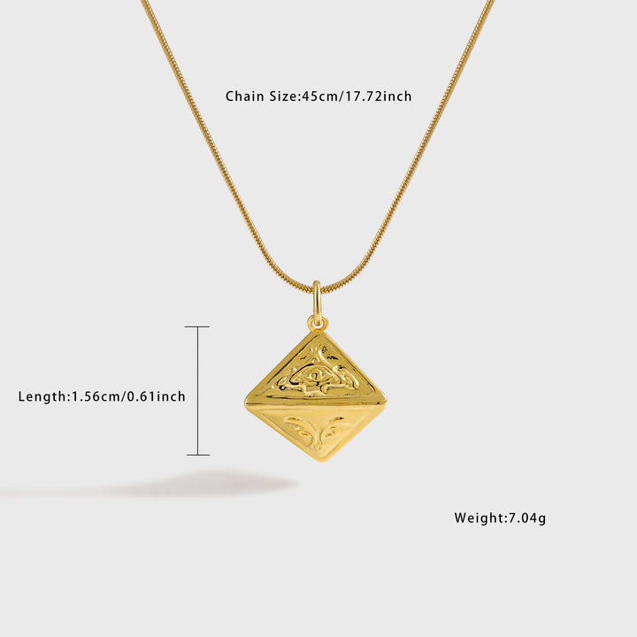 Women Daily Fashion Jewelry Bold 999 Pure Silver Geometry Pattern Triangular Cone Necklace