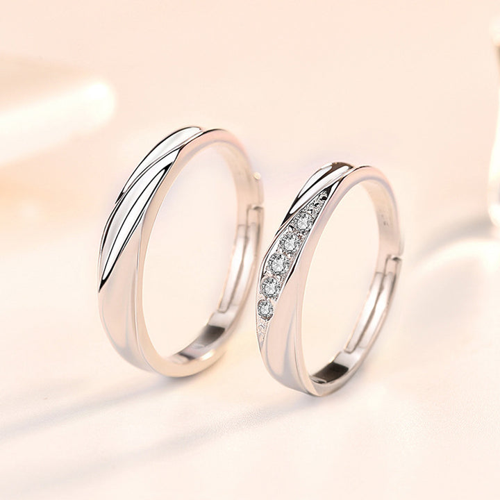 Wedding Fall in Love  CZ 925 Sterling Silver Adjustable Promise Ring