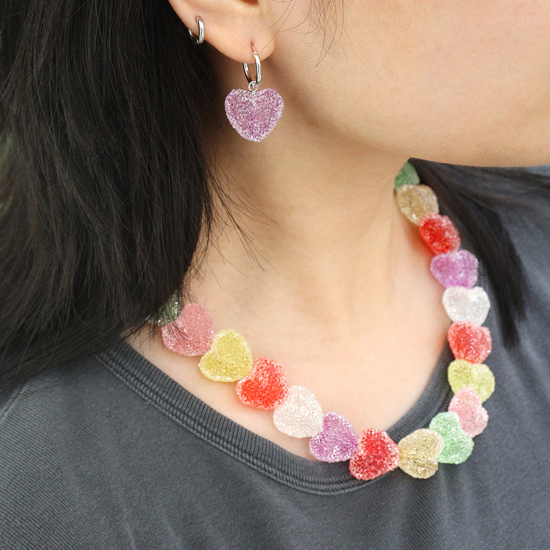 Sweet 925 Sterling Silver Colorful Heart Candy Bracelet.