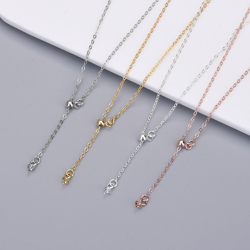 Lariat Y Necklace 925 Silver - Adjustable Slider Chain Delicate Layering Necklace