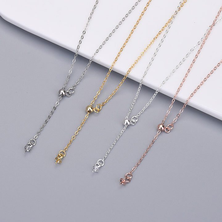 Lariat Y Necklace 925 Silver - Adjustable Slider Chain Delicate Layering Necklace