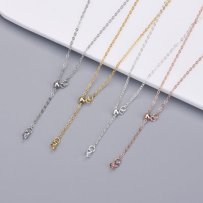 Simple Y Shape 925 Sterling Silver 410mm Adjustable Rolo Chain with Bail