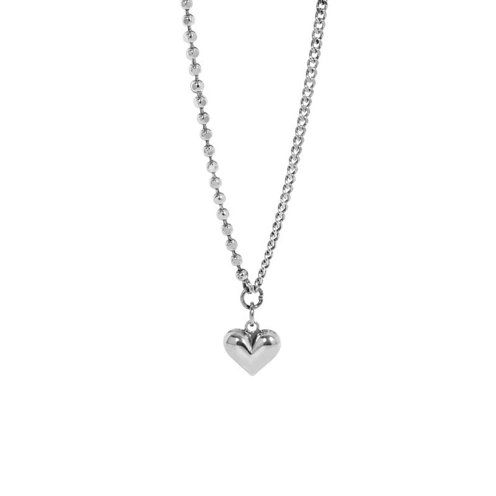 Vintage Asymmetry Chain Love Heart 925 Sterling Silver Necklace