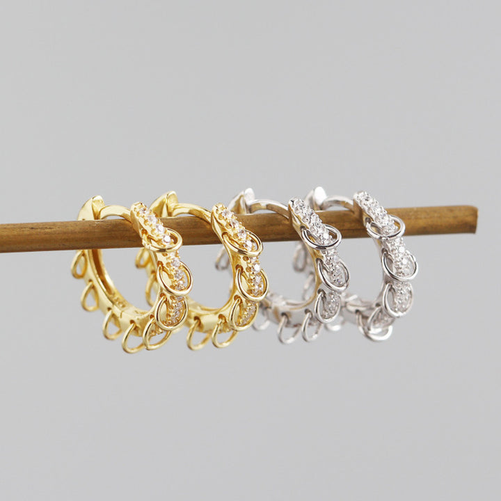 Geometry Mini Circles CZ 925 Sterling Silver Hoop Earrings