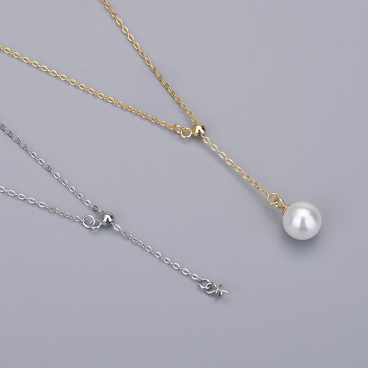 Lariat Y Necklace 925 Silver - Adjustable Slider Chain Delicate Layering Necklace