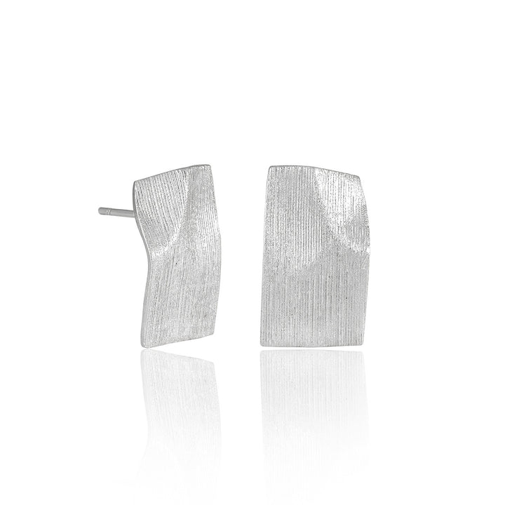 Fashion Geometry Irregular Rectangle Paper 925 Sterling Silver Stud Earrings