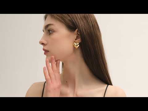 Statement Heart Stud Earrings 999 Sterling Silver - Large Heart Earrings Women