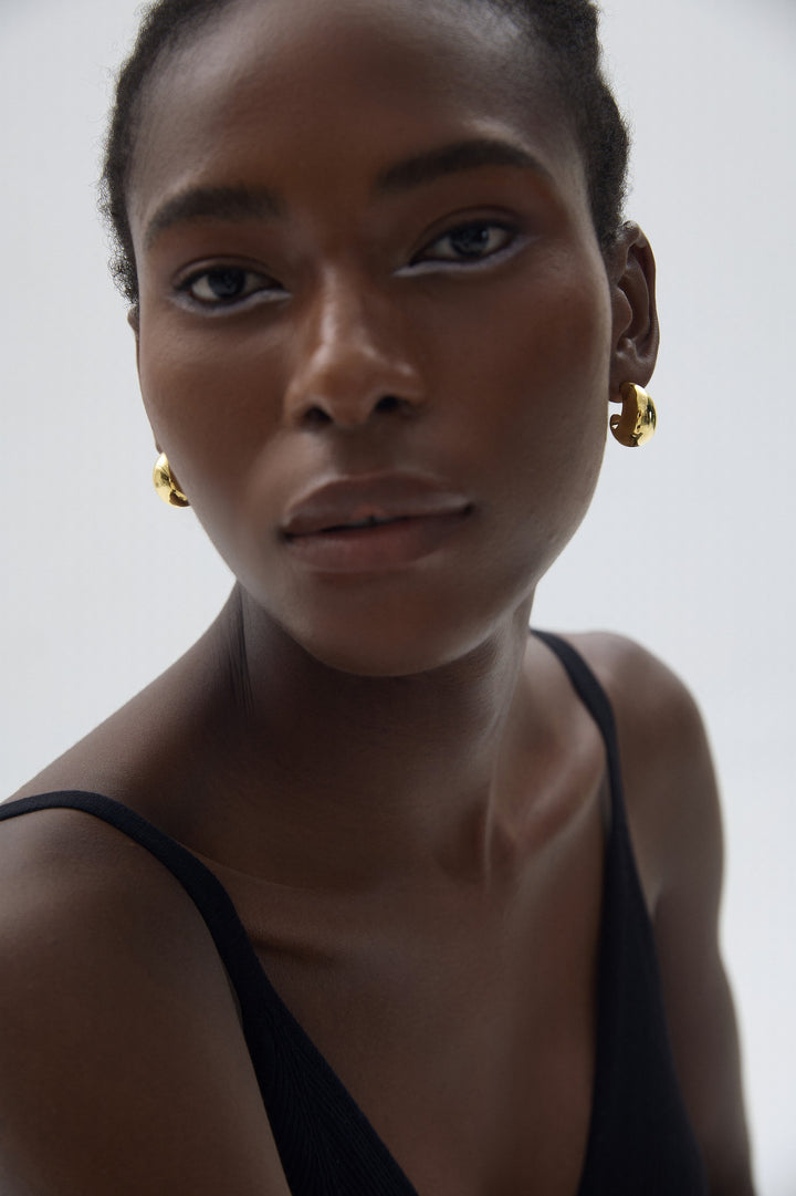 Modern Thickness S999 Sterling Silver Electroforming Huggie Hoop Earrings