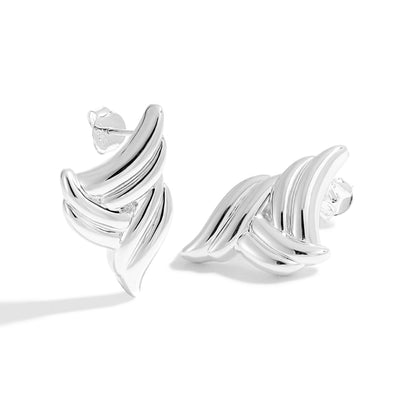 Exaggerated 999 Pure Silver Triangle Wings Chunky Hollow Lightweight Electroforming Fashion Statement Jewelry for Women Earrings
