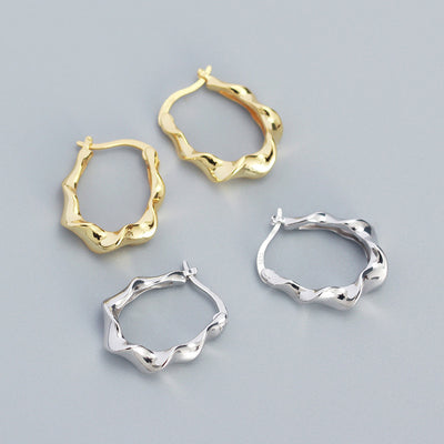 Fashion Twisted Big Circle 925 Sterling Silver Hoop Earrings