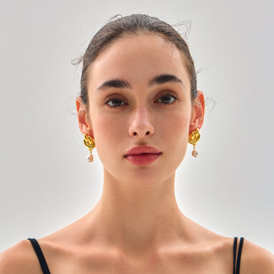 Women Daily Fashion Jewelry Trendy 999 Pure Silver Irregular Hollow Knots Lightweight Electroforming Chunky Huge Statement Earrings