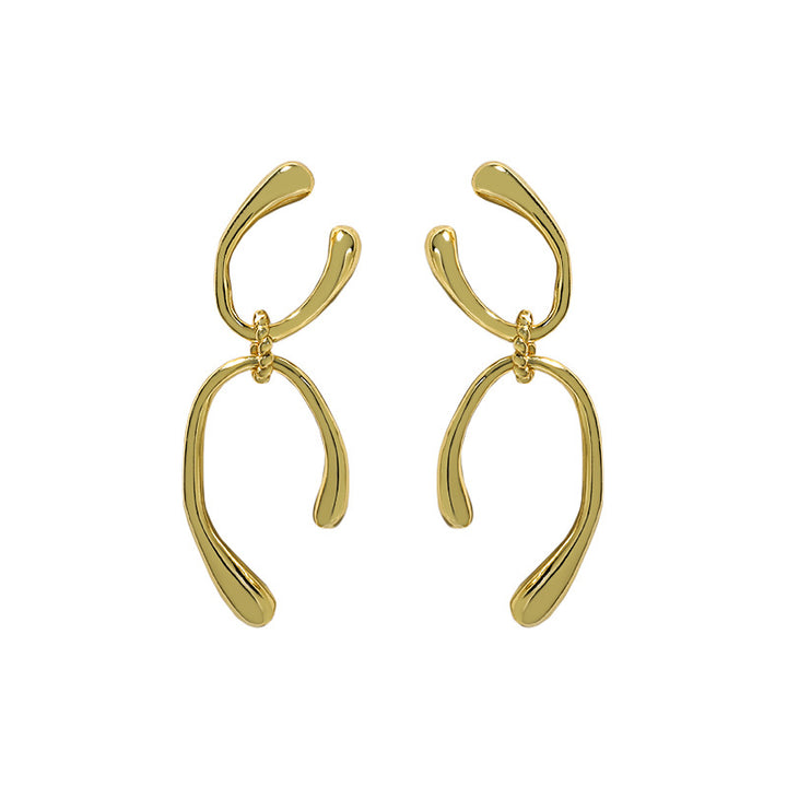 Modern Double U Shape 925 Sterling Silver Dangling Earrings