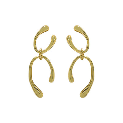 Modern Double U Shape 925 Sterling Silver Dangling Earrings