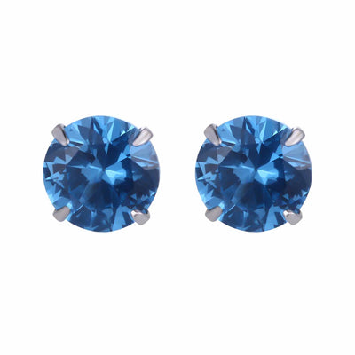 Simple CZ White 925 Sterling Silver Round Studs Earrings