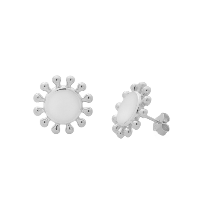 Summer Sweet Enamel Sunflower 925 Sterling Silver Stud Earrings