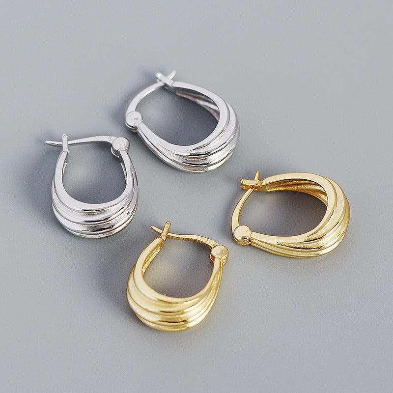 Fashion Spiral Geometry 925 Sterling Silver Hoop Earrings