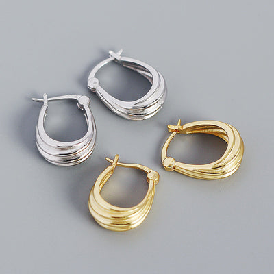 Fashion Spiral Geometry 925 Sterling Silver Hoop Earrings