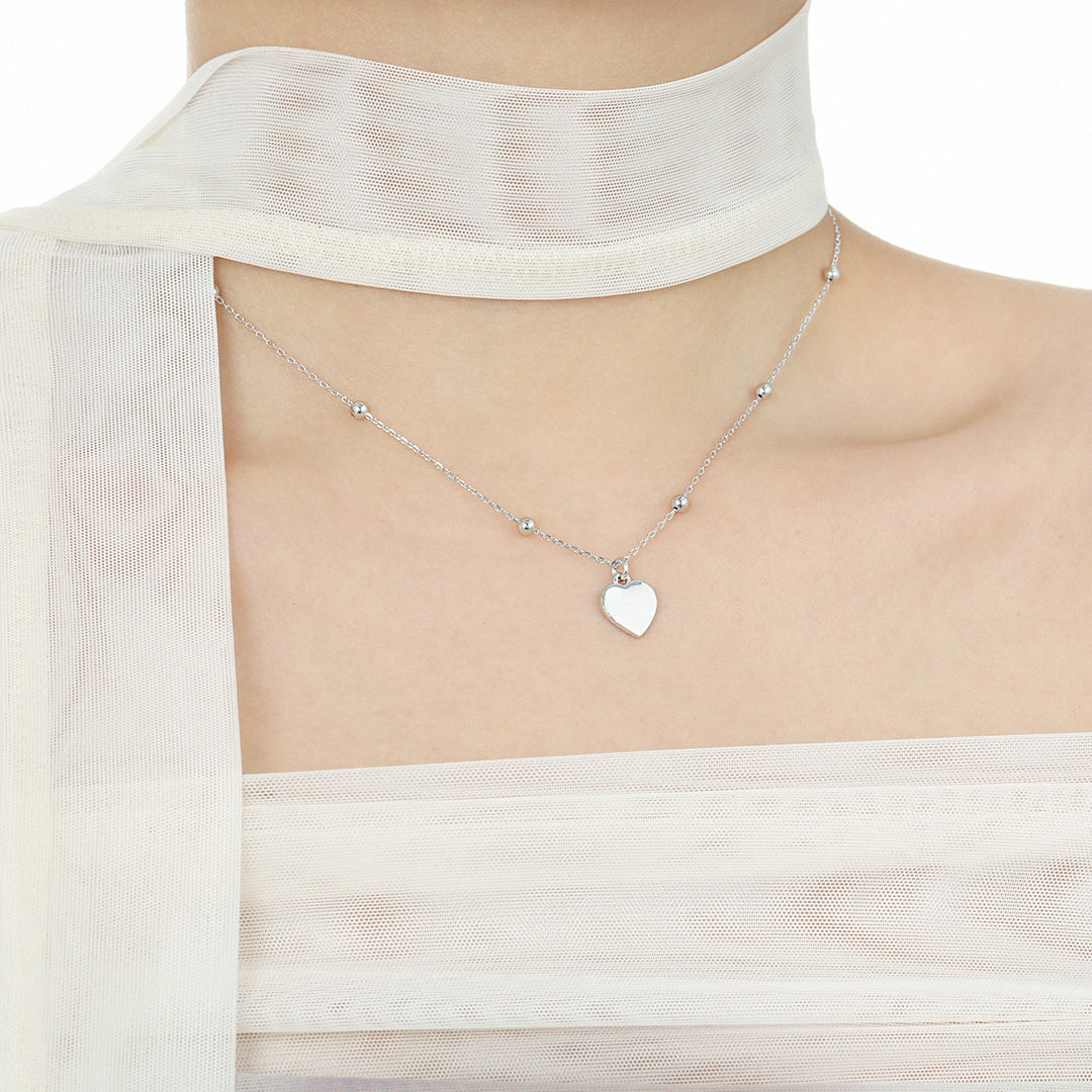 Small Heart Pendant Necklace 925 Silver - Minimalist Dainty Heart Necklace Women