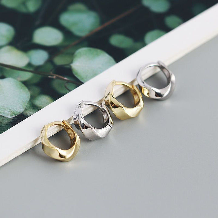 Fashion Twisted Geometry 925 Sterling Silver Huggie Hoop Earrings