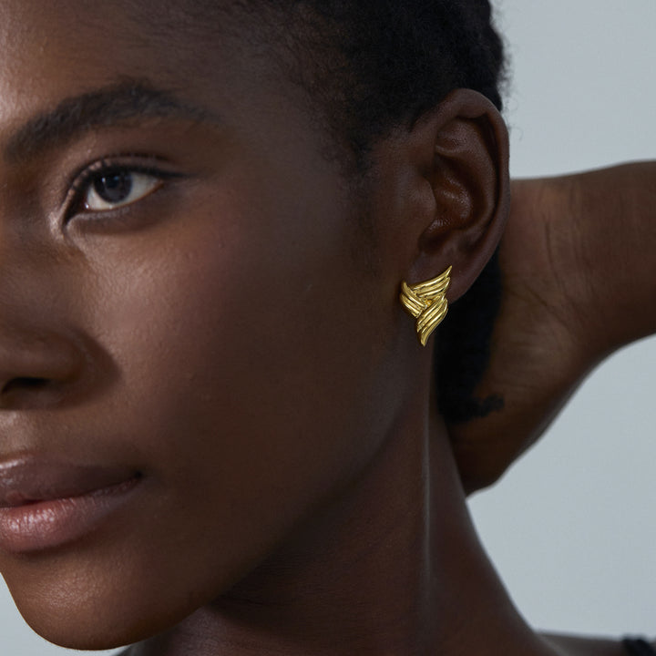 Exaggerated 999 Pure Silver Triangle Wings Chunky Hollow Lightweight Electroforming Fashion Statement Jewelry for Women Earrings