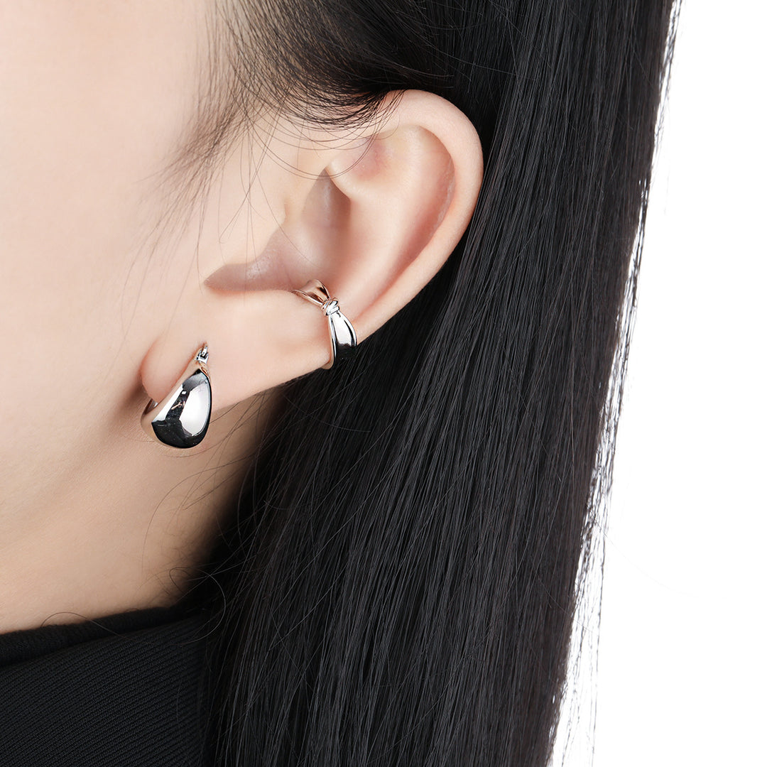 Modern Geometry U Shape Arc 925 Sterling Silver Hoop Earrings