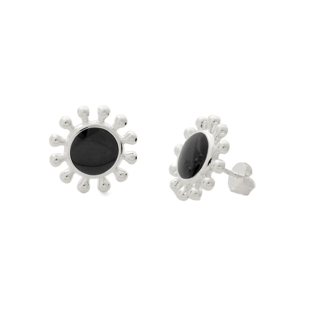 Summer Sweet Enamel Sunflower 925 Sterling Silver Stud Earrings