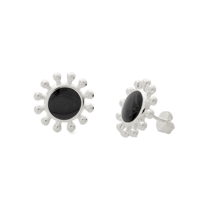 Summer Sweet Enamel Sunflower 925 Sterling Silver Stud Earrings