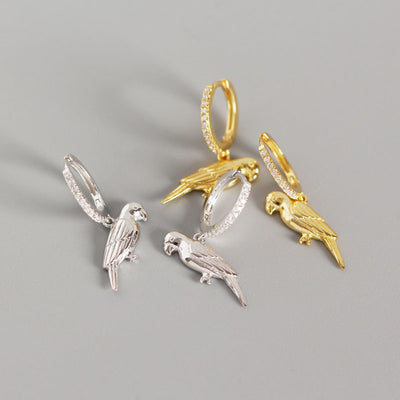 925 sterling silver parrot hoop earrings