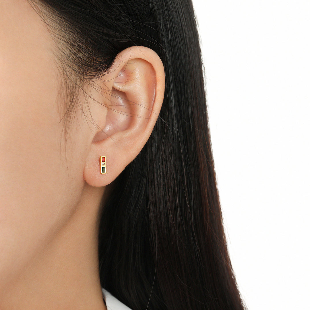 New Green Red Yellow CZ Traffic Light  925 Sterling Silver Stud Earrings