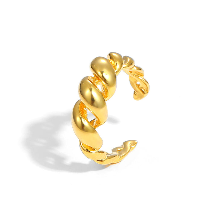 Simple Hollow Out Twisted Rope 925 Sterling Silver Adjustable Ring