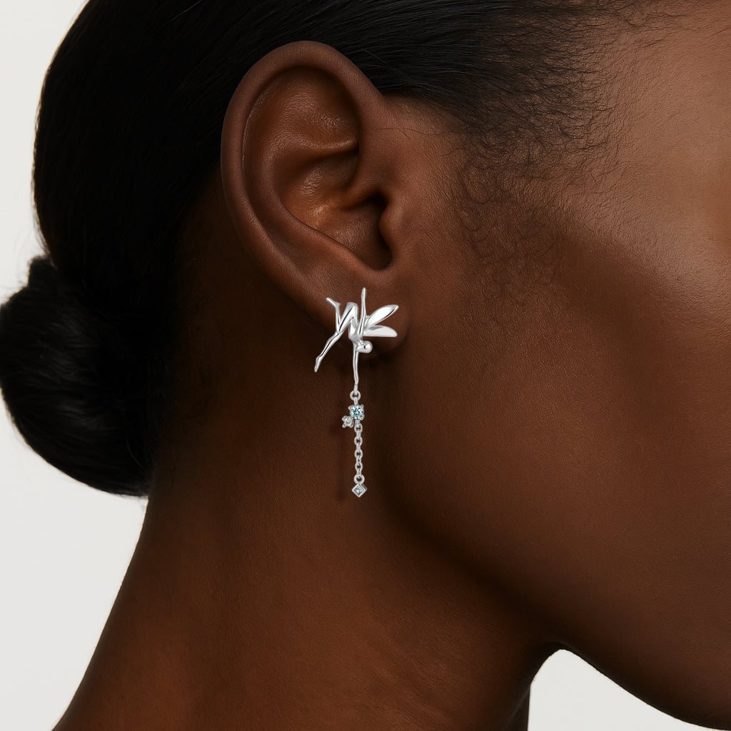 Women CZ The Angel of Salvation 925 Sterling Silver Dangling Earrings