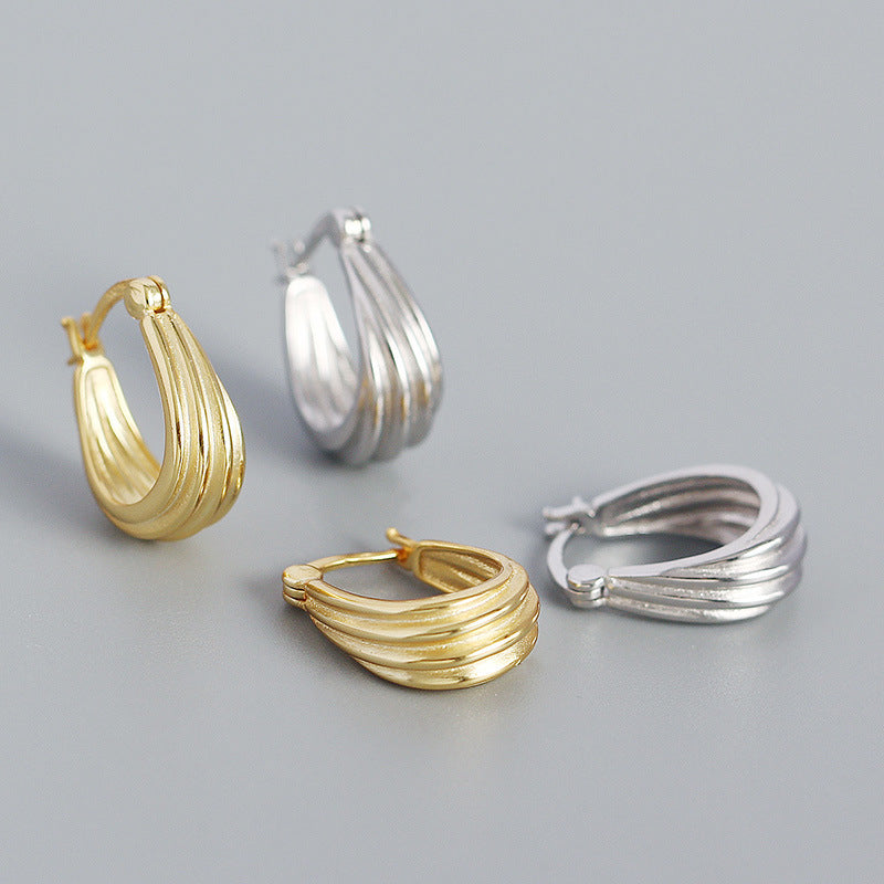 Fashion Spiral Geometry 925 Sterling Silver Hoop Earrings