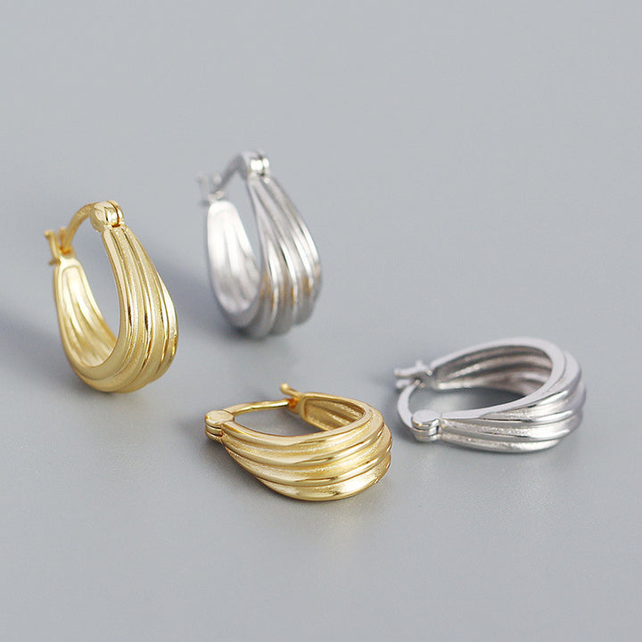 Fashion Spiral Geometry 925 Sterling Silver Hoop Earrings