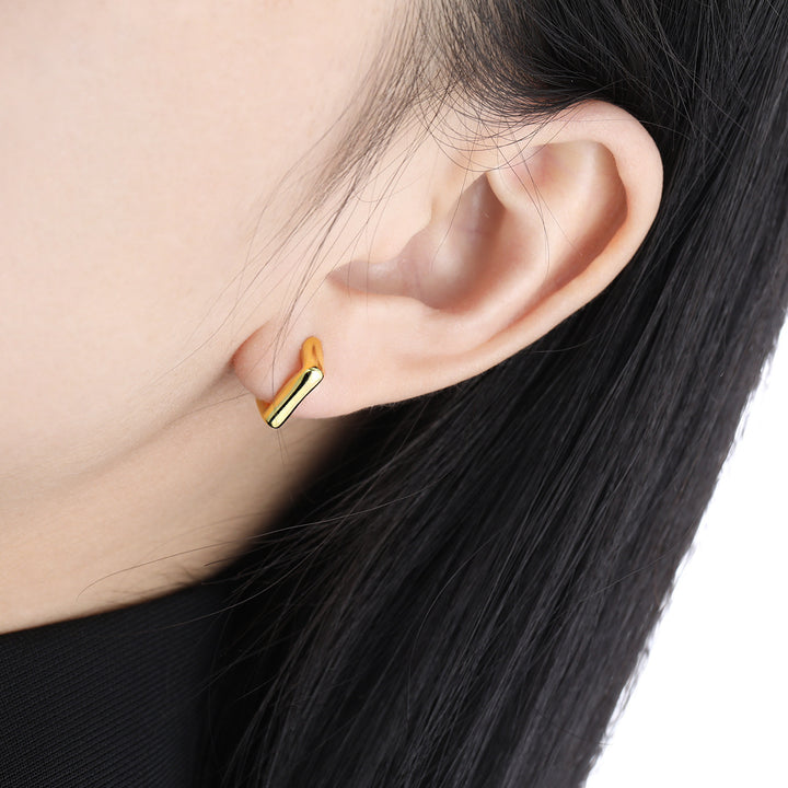 Minimalism Irregular Geometry Square 925 Sterling Silver Hoop Earrings