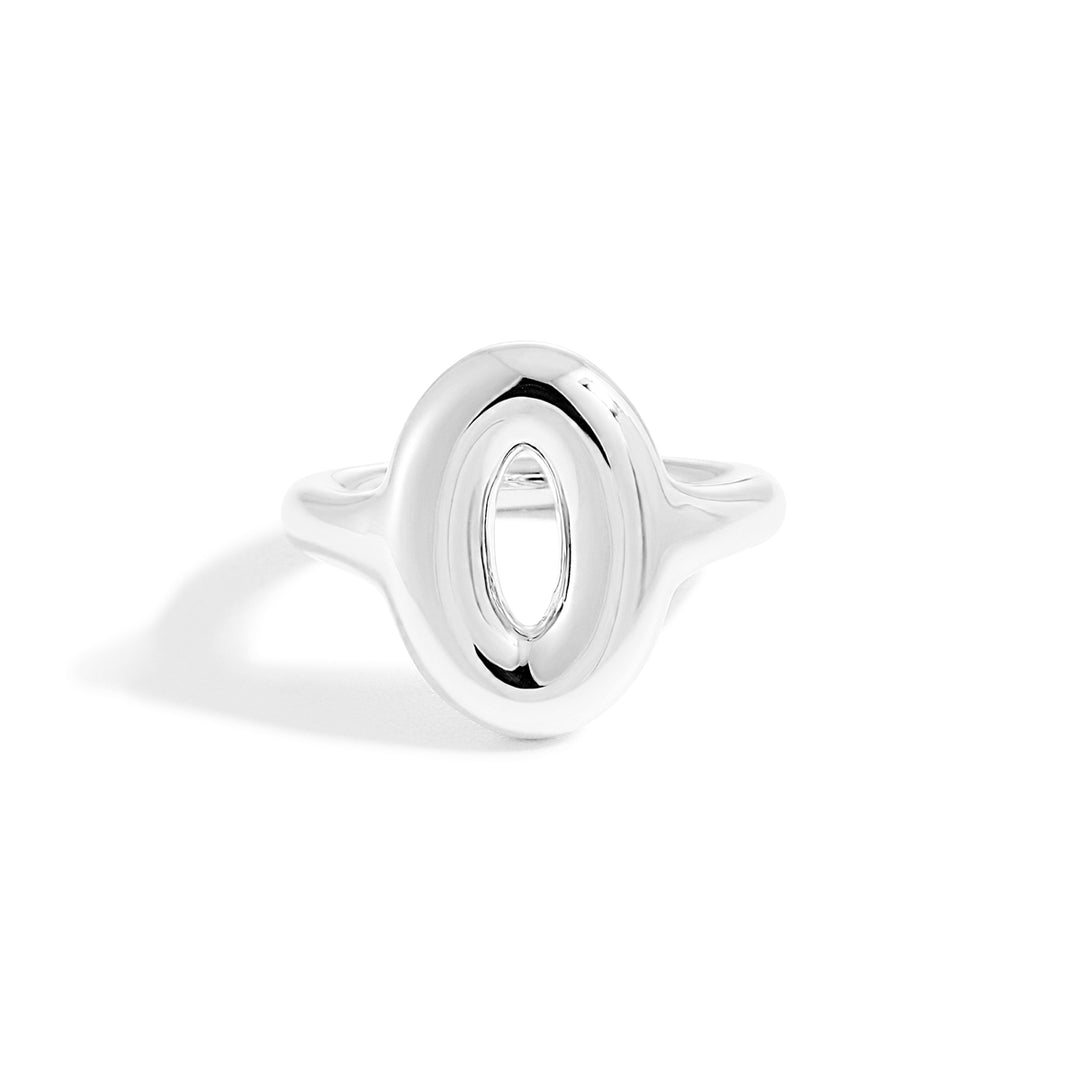 Women Daily Wear Chic 999 Pure Silver Casual Gold Round Doughnut Electroforming Adjustable Statement Ring