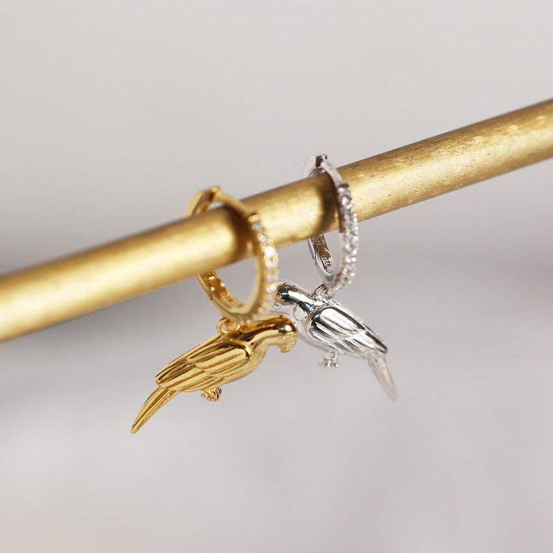 925 Silver Parrot Hoop Earrings.