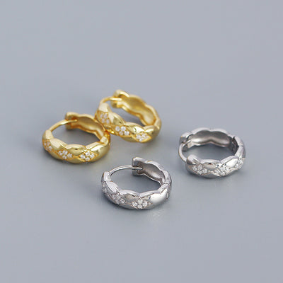 Geometry Rhombus CZ 925 Sterling Silver Huggie Hoop Earrings