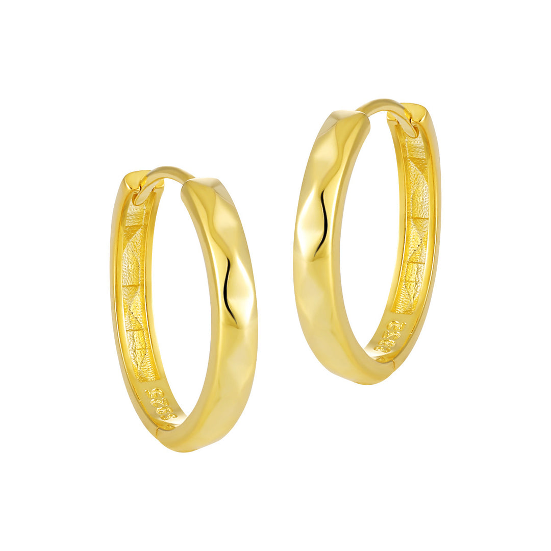 Office Causal Rhombus Carved 925 Sterling Silver Hoop Earrings