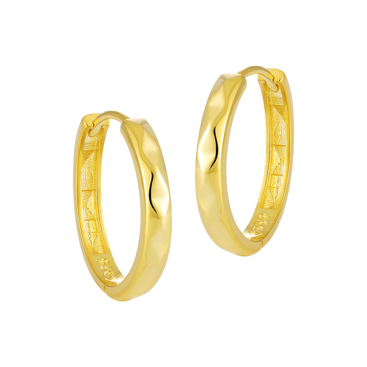 Office Causal Rhombus Carved 925 Sterling Silver Hoop Earrings